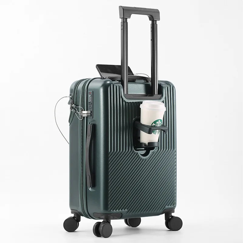 Custom Logo Suitcase Luggage Stylish Business Suitcase with Cup Holder Compact 20-inch Lightweight Carry-on-7