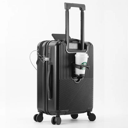 Custom Logo Suitcase Luggage Stylish Business Suitcase with Cup Holder Compact 20-inch Lightweight Carry-on-9