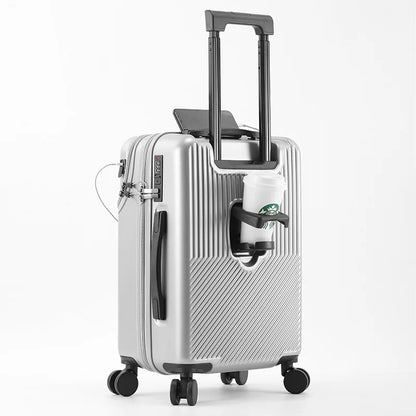 Custom Logo Suitcase Luggage Stylish Business Suitcase with Cup Holder Compact 20-inch Lightweight Carry-on-5