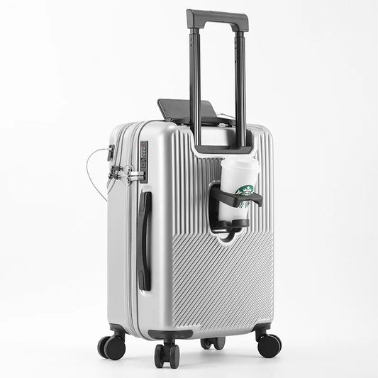 Custom Logo Suitcase Luggage Stylish Business Suitcase with Cup Holder Compact 20-inch Lightweight Carry-on-10
